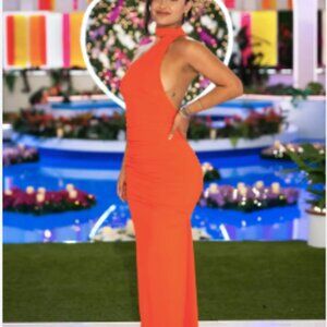 LEAH FROM LOVE ISLAND FINALE DRESS Burgundy Wedding Guest Brand New